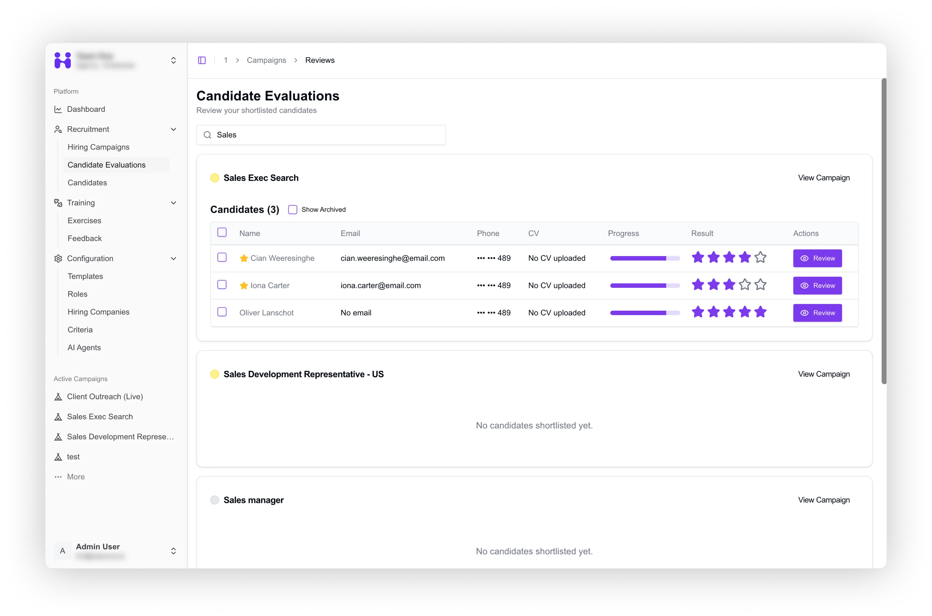 Hirevanto evaluations and client handoff